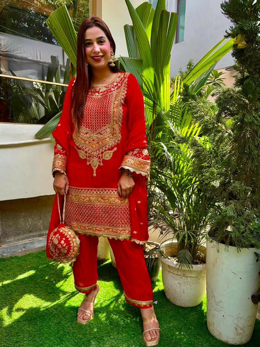 Heavy Faux Georgette With Heavy Embroidery Sequence Work Type Dress