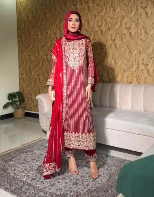 HAVY FOX GOARGATE WITH HAVY EMBROIDERY WORK WITH ELASTIC PALAZZO DRESS
