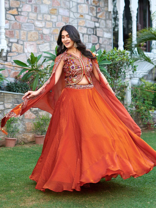 Pure Fendy Silk With Heavy Embroidery Sequence & Thred Work With Canvas And Cancan Lehenga Choli