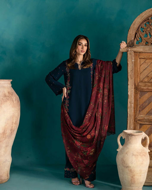 Pure Natural Crepe Silk And Embroidery Sequence Work With Digital Print Dupatta Farshi Palazzo Dress