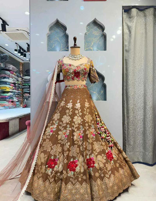 Jimmy Chu With Embroidery Sequins Work With Cancan & Canvas Patta Lehenga Choli