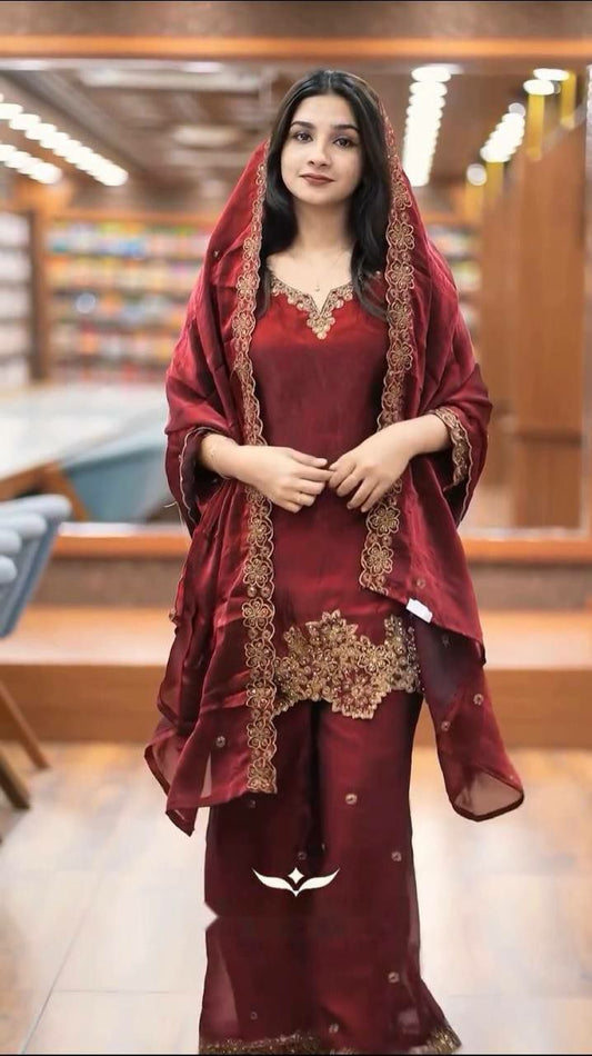 Real Mirror Work Pure jimmy choo Silk Fabric Bright Color Regional Indian Cloth / Salwar Suit
