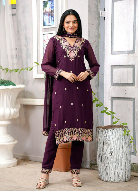 Fox Georgette With Micro Inner And Heavy Sequence Embroidery Work With Elastic Pent & Top