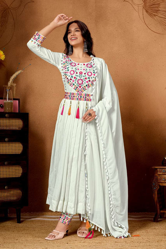 Heavy Roman Silk With Embroidery Sequence Work Anarkali Gown