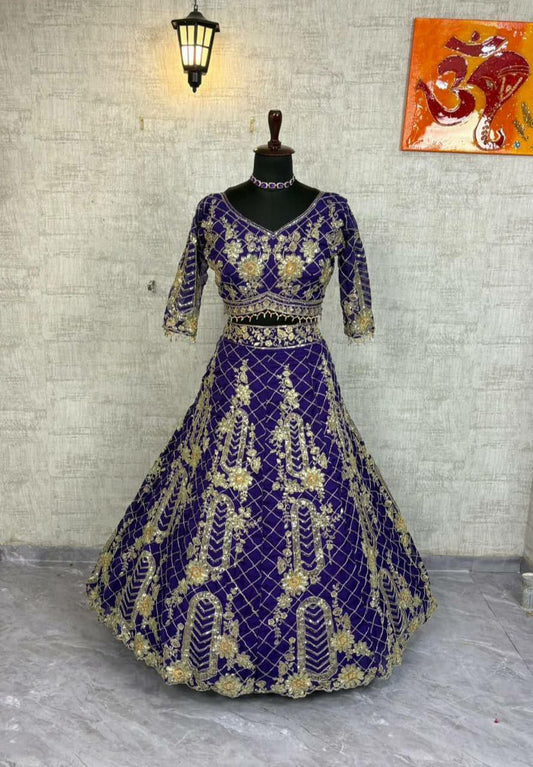 Tubby Silk With Coding Sequins Work With Cancan & Canvas Patta Lehenga Choli