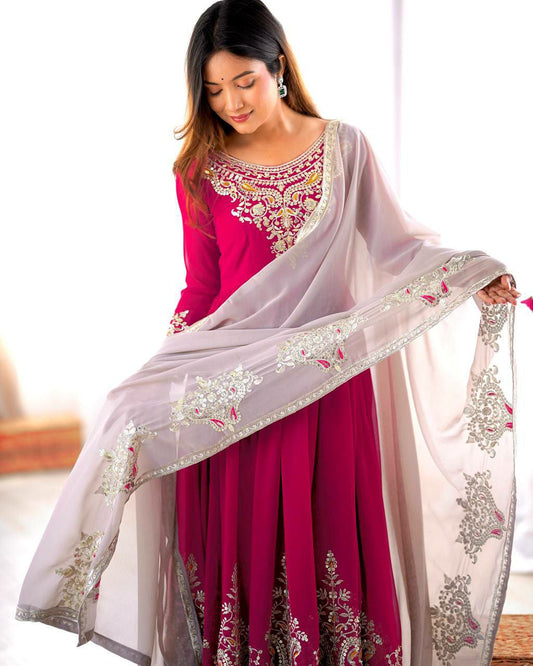 Heavy Georgette With Heavy Multi Thread Embroidery Sequence Work Top & Bottom Dress