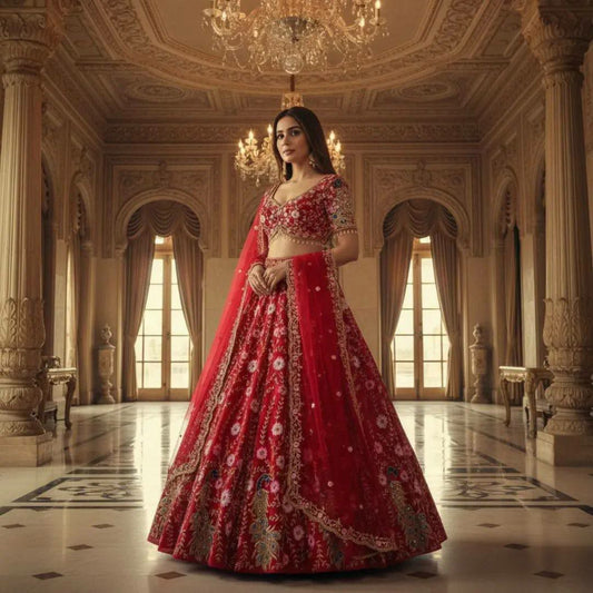 Premium Quality Soft Net With Embroidery Sequins Work With Cancan & Canvas Patta Lehenga Choli