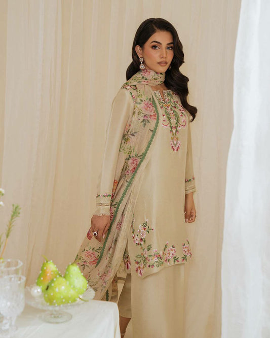 Pure Natural Crepe With Embroidery Work With Fancy Belly Sleeves And Less Border With Elastic Farshi Palazzo Dress
