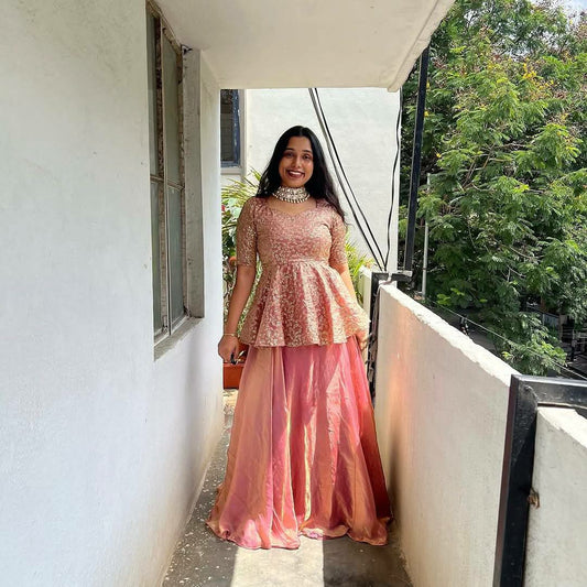 Crunchy Silk With Heavy Micro Cotton + Full Flair And Heavy Embroidery Sequence Work Lehenga