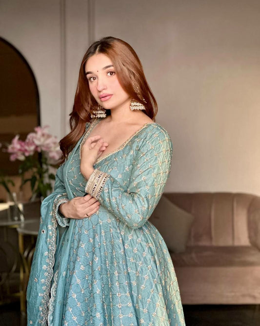 Heavy Georgette With Heavy Micro Cotton And Heavy Embroidery Sequence Work Gown