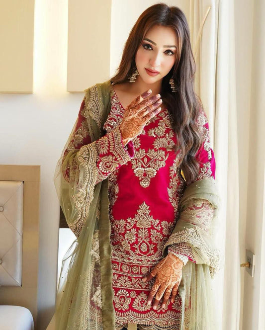 Heavy Faux Georgette With Embroidery Sequence Work With Beads Work Dupatta Type Palazzo Dress