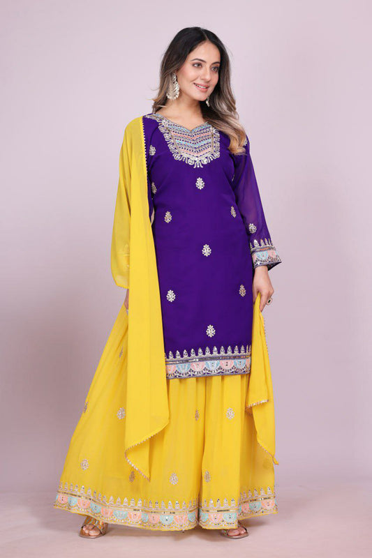 Fox Georgette With Micro Inner And Heavy Sequence Embroidery Work With Elastic Sharara Dress