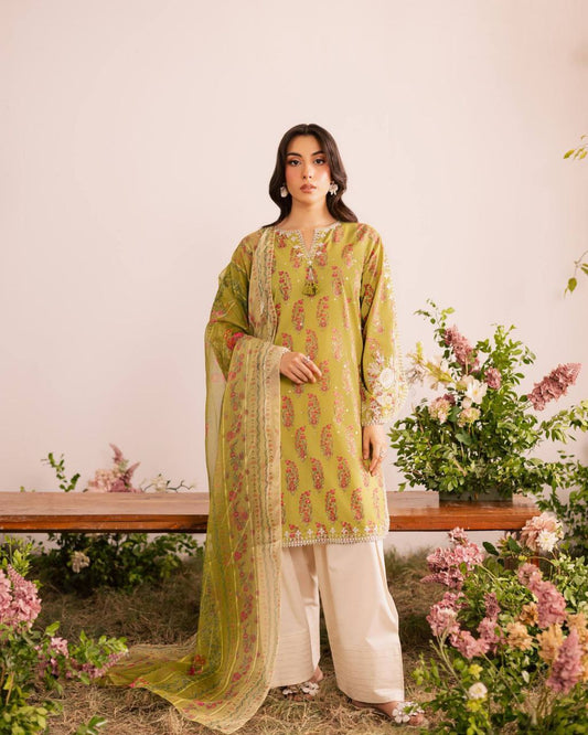 HEAVY FRANCH CREPE WITH HAVY EMBROIDERY WORK AND DIGITAL PRINT WORK WITH ELASTIC BOTTAM DRESS