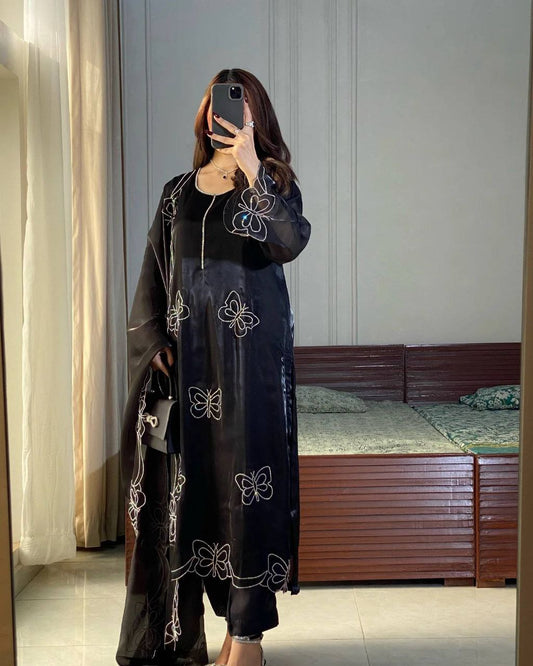 HEAVY ZIMIY CHU WITH HOT FIX DIAMOND WORK & MICRO COTAN WITH ELASTIC BOTTAM DRESS