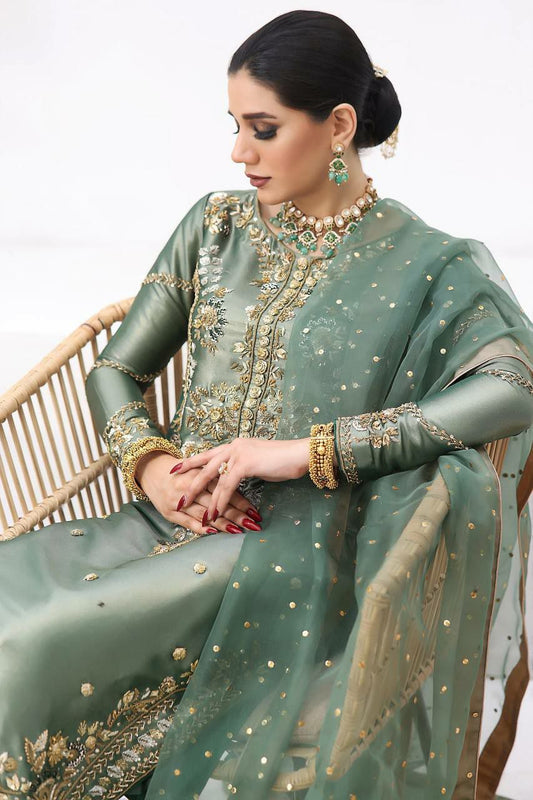 Pure Jimmy Choo Silk With Embroidery Sequence Work With Elastic And Fancy Lace Border Dupatta Type Dress
