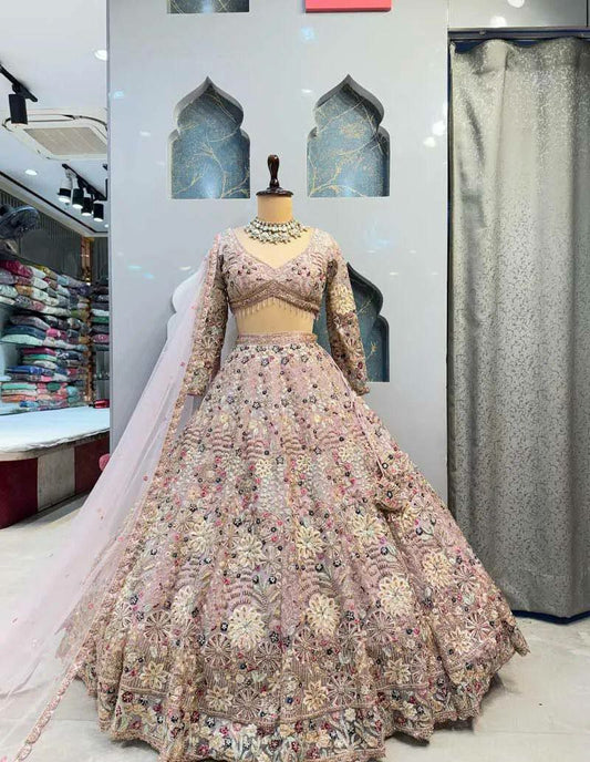 Premium Quality Soft Net With Coding Sequins Work With Cancan & Canvas Patta With Lining Blouse Type Lehenga Choli
