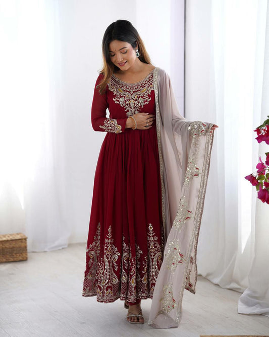 Heavy Georgette With Heavy Multi Thread Embroidery Sequence Work Top & Bottom Dress