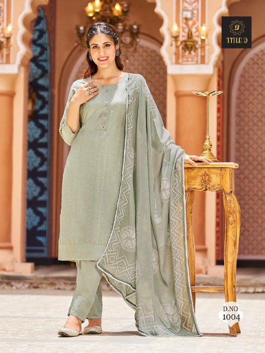 Pure RASIAN Silk With Sequence Crosed Work kurti