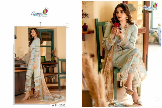 CAMBRIC COTTON WITH EMBROIDERED DRESS MATERIAL FOR WOMEN