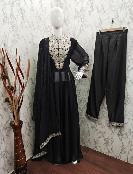 Heavy Georgett With Sequence &amp; Codding Embroidery Work Salwar Kurti Set