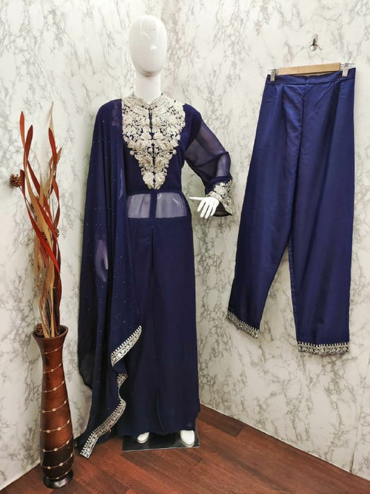 Heavy Georgett With Sequence &amp; Codding Embroidery Work Salwar Kurti Set