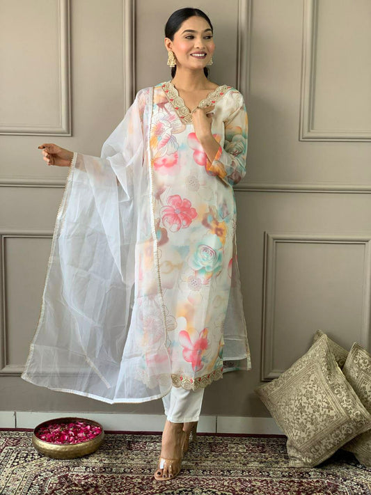 PURE ORGANZA WITH SEQUENCE CODING EMBROIDERY WORK