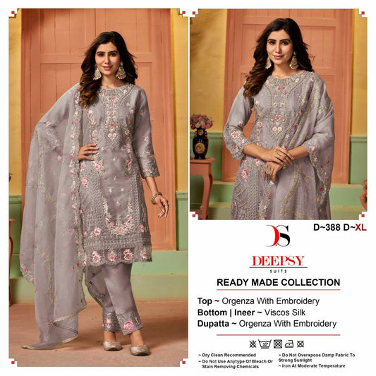 Pure orgnaza with embroidery &amp; khalti work with inner light color kurti set