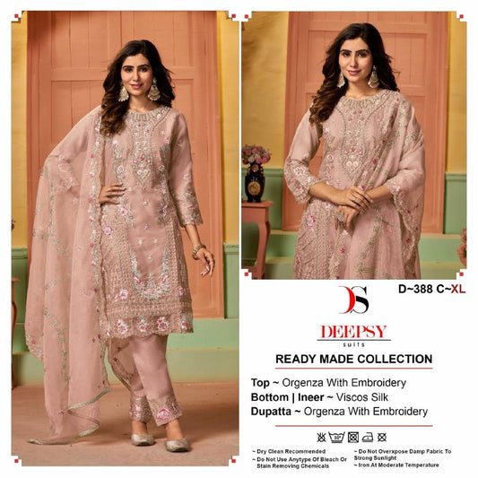 Pure orgnaza with embroidery &amp; khalti work with inner light color kurti set
