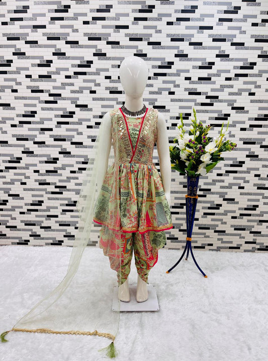 Heavy Chinon Silk With Digital Print work Dhoti Salwar