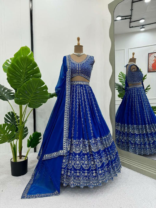 Lehengha Choli Sequnce with thread with fourside lace broder