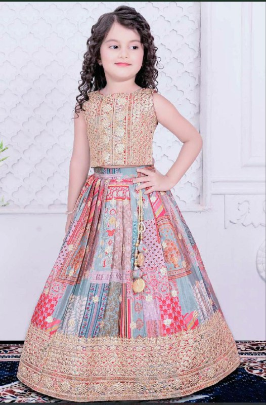 Trending Sequins Embroidered with Beautiful Prented -Work Stitched Lahenga -Blouse with Dupatta Festive Season