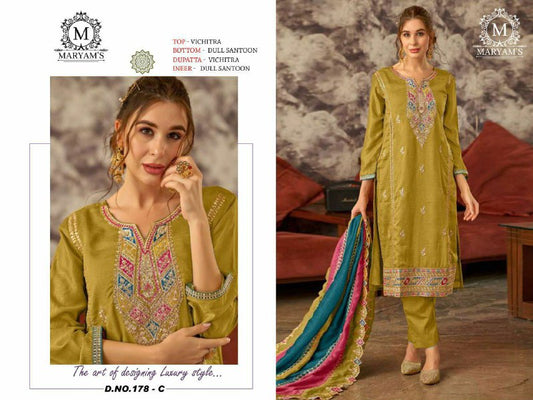Heavy Vichitra silk With Multi Thread&  Jari With Sequence &amp; Codding Embroidery Stitch Work+Dimad