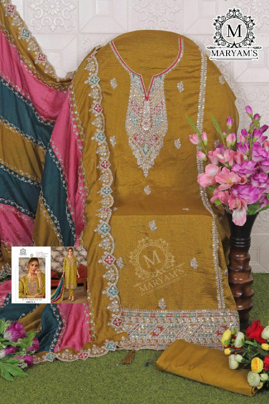 Heavy Vichitra silk With Multi Thread&  Jari With Sequence &amp; Codding Embroidery Stitch Work+Dimad
