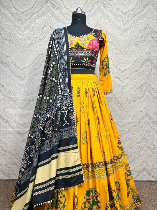 Pure Cotton Fancy Digital Print With Real Mirror Hand Work