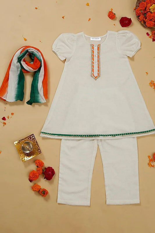 COTTON BOTTOM WITH FULL ILASTIC AND ROUND NECK TOP WITH PUFFY SLEEVE ATTACHED WITH DESIGNER STITCHING