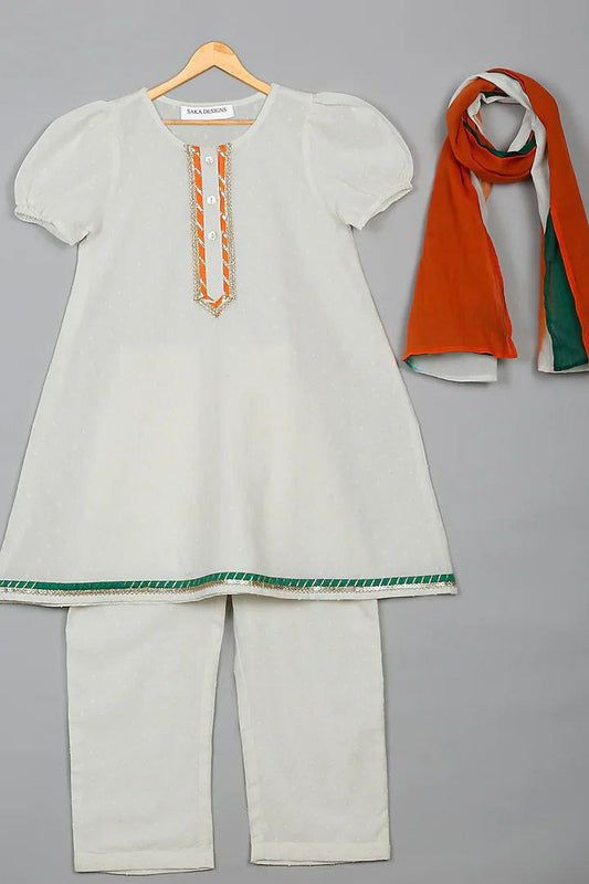 COTTON BOTTOM WITH FULL ILASTIC AND ROUND NECK TOP WITH PUFFY SLEEVE ATTACHED WITH DESIGNER STITCHING