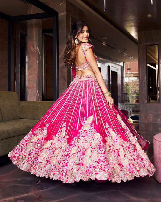 PINK EMBROIDERY SEQUENCE WORK CHOLI FOR WOMEN