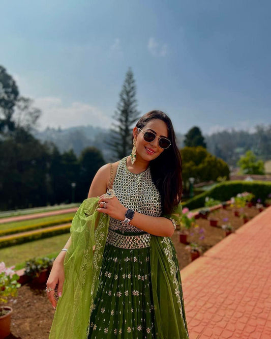 GREEN GEORGEETE LEHENGA CHOLI