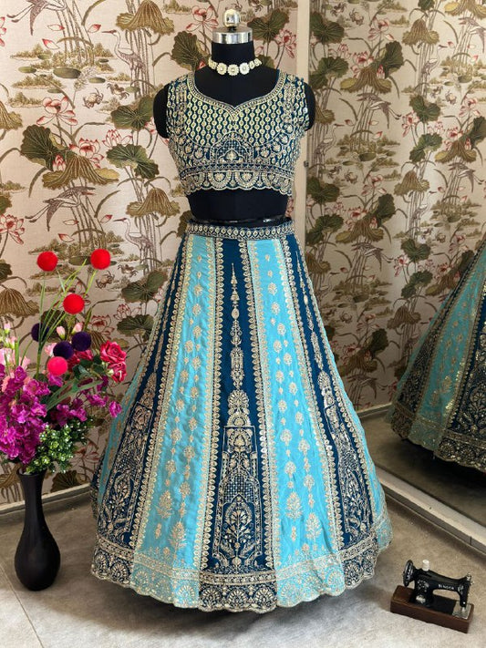 FAUX GEORGEET WITH EMBROIDERY SEQUENCE ZARI DESIGN WORK