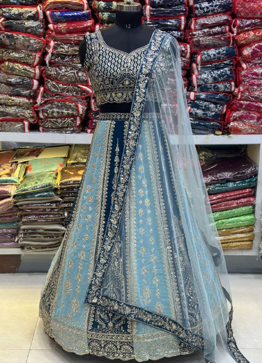 FAUX GEORGEET WITH EMBROIDERY SEQUENCE ZARI DESIGN WORK