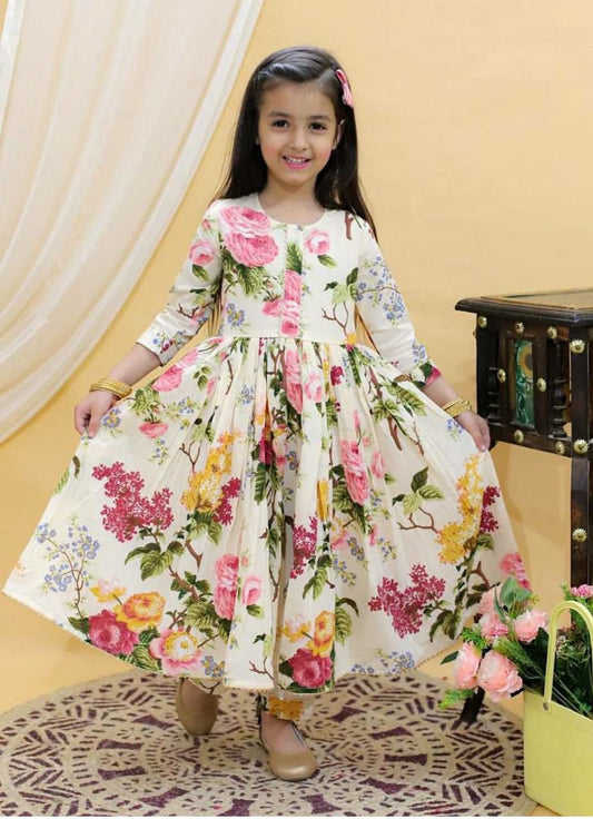 Heavy Fox Georgette With Digital Print work With Dori and Lace Gown
