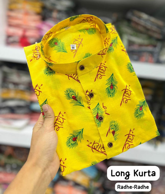 Long Radhe-Radhe cotton kurta