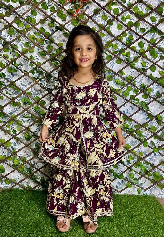 Ethnic style Beautiful Floral Kurta with shrara