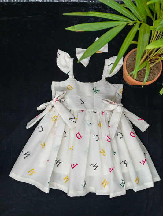 POUR COTTON THREADS WORK FULL FLAIR ATTACHED TWO SIDE BELT FROCK