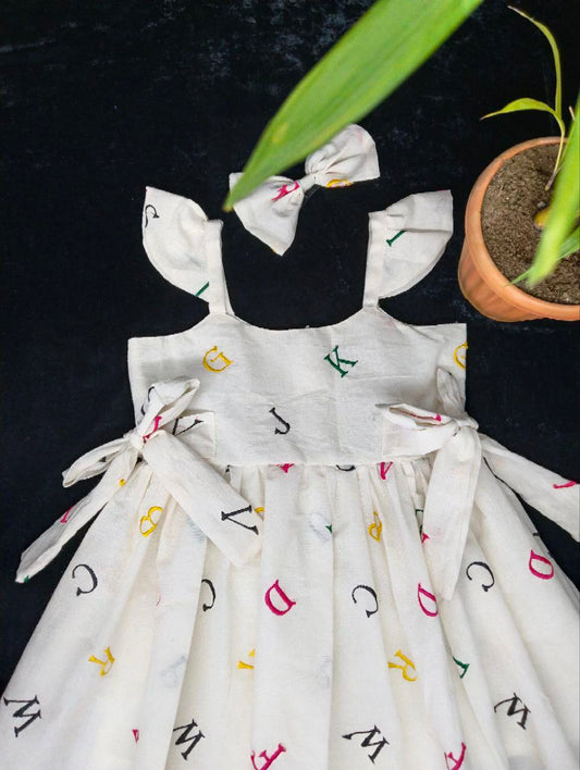 POUR COTTON THREADS WORK FULL FLAIR ATTACHED TWO SIDE BELT FROCK