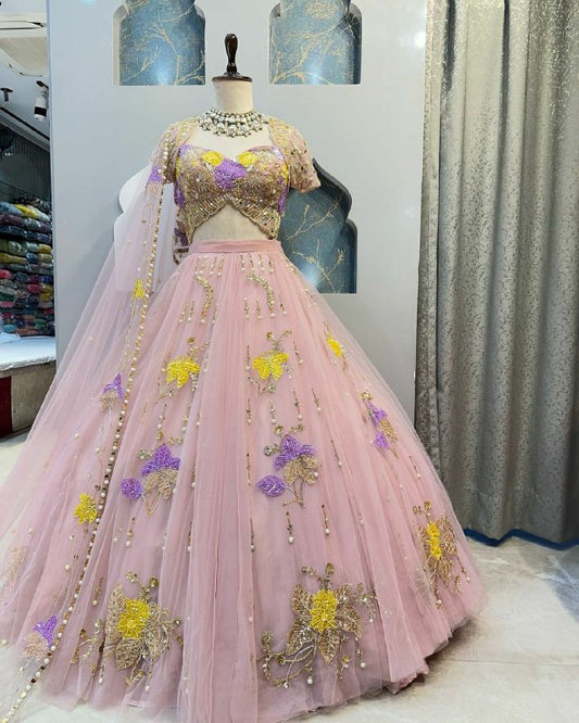 Tabby Silk Beige Color Lehenga Choli For Women