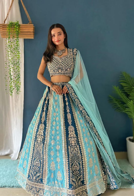 FAUX GEORGEET WITH EMBROIDERY SEQUENCE ZARI DESIGN WORK