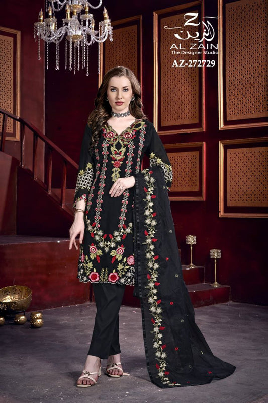Designer Stylish Tunic Embroidery &amp; Pattern In Sleeve With Attractive Neck Work &amp; Daman Work &amp; Pant &amp; Fancy Dupatta With Embroidery Work