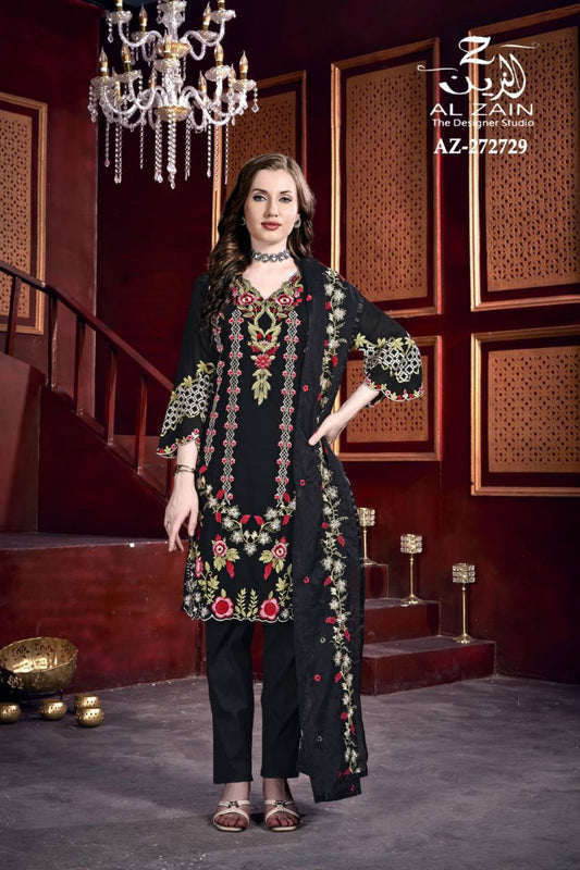 Designer Stylish Tunic Embroidery &amp; Pattern In Sleeve With Attractive Neck Work &amp; Daman Work &amp; Pant &amp; Fancy Dupatta With Embroidery Work