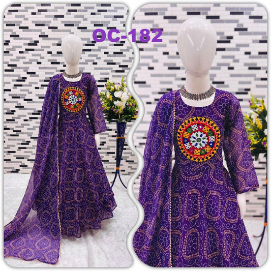 Heavy Fox Georgette With Digital Print work With Gamthi work With Real Mirrors Gown